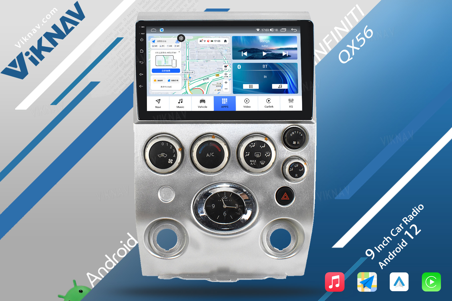 Infiniti QX56 2003-2010 9 Inch Infiniti Head Unit Aftermarket Bluetooth Radio Touchscreen