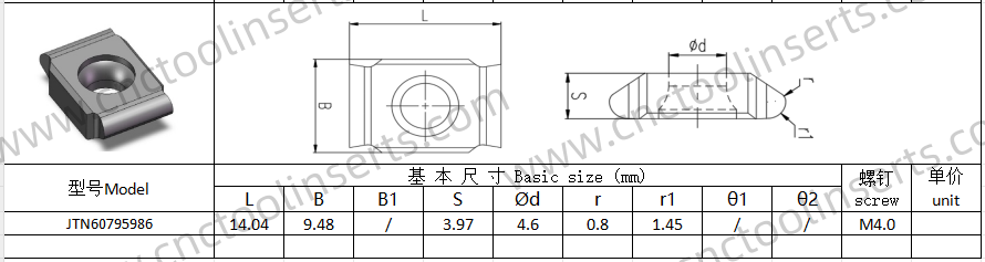 CNC Professional Gear Milling Insert Series WC-Co PVD Coating HYJTN60795986 HYB208, Applicable for All Difficult-to-Machine Materials Except