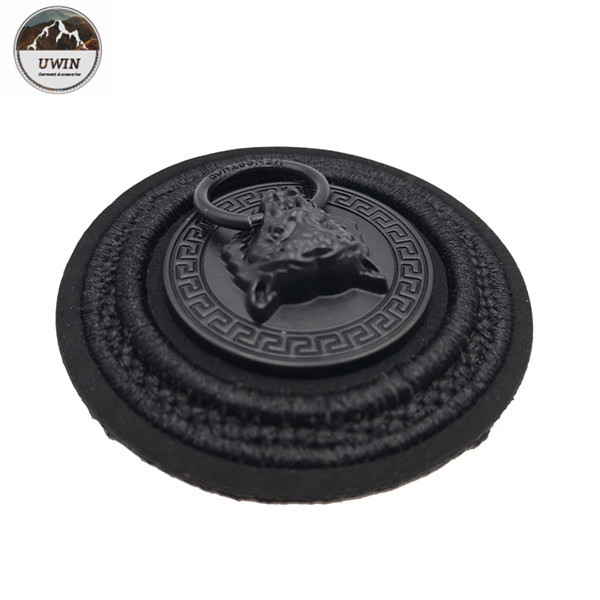 Round Jacket Custom 3D Rubber Patches , Embroidered Decorative Patches For Clothes