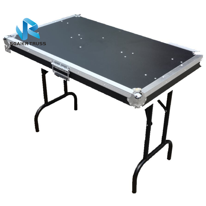 Black Laptop Dj Flight Case Desk With Fold Out Legs