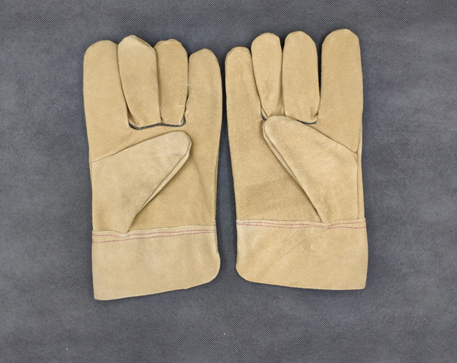 Short Thick Leather High Temperature Welder Gloves Full Leather Welding Welder Gloves Suede Leather Welding Gloves