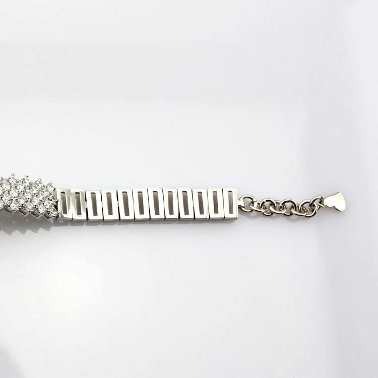 925 Silver Silver Link Bracelet Clear Cubic Zircon Tennis Bracelet (YAQS005)