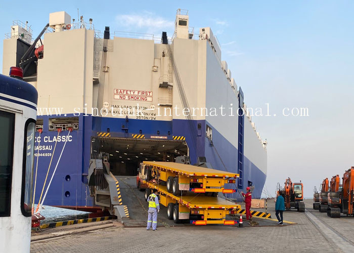 3 Axles Flatbed Cargo Full Trailer Carrying 40 Tons Bulk Cargo