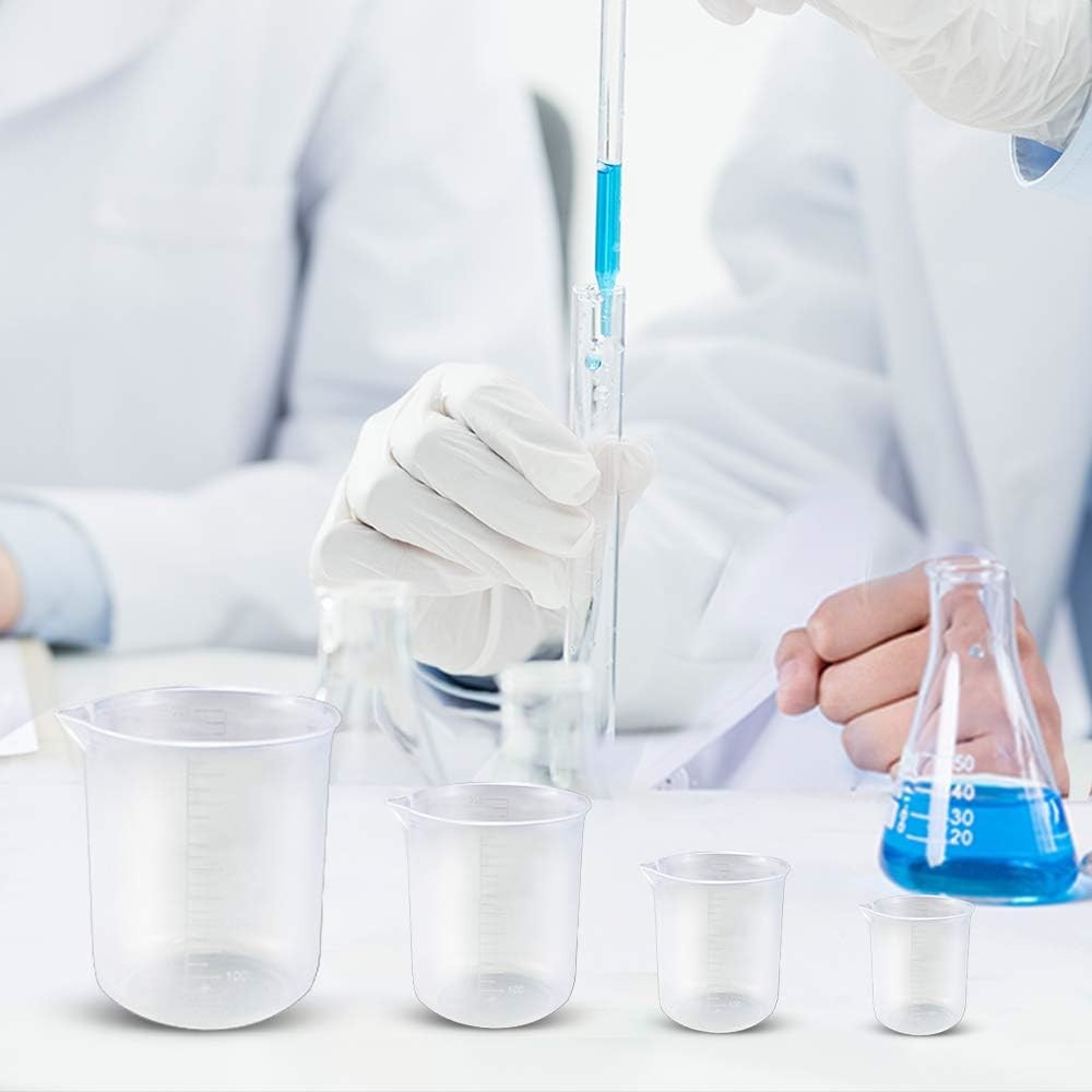 Plastic Beaker Set,Clear Measuring Graduated Liquid Container Beakers In 25ml/50ml/100ml/150ml/250ml/500ml/1000ml