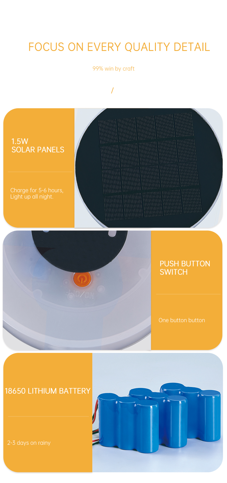 80LM Colorful Solar Ground Lights Outdoor1.5W Solar Floor Lamp With Mono Solar Panel
