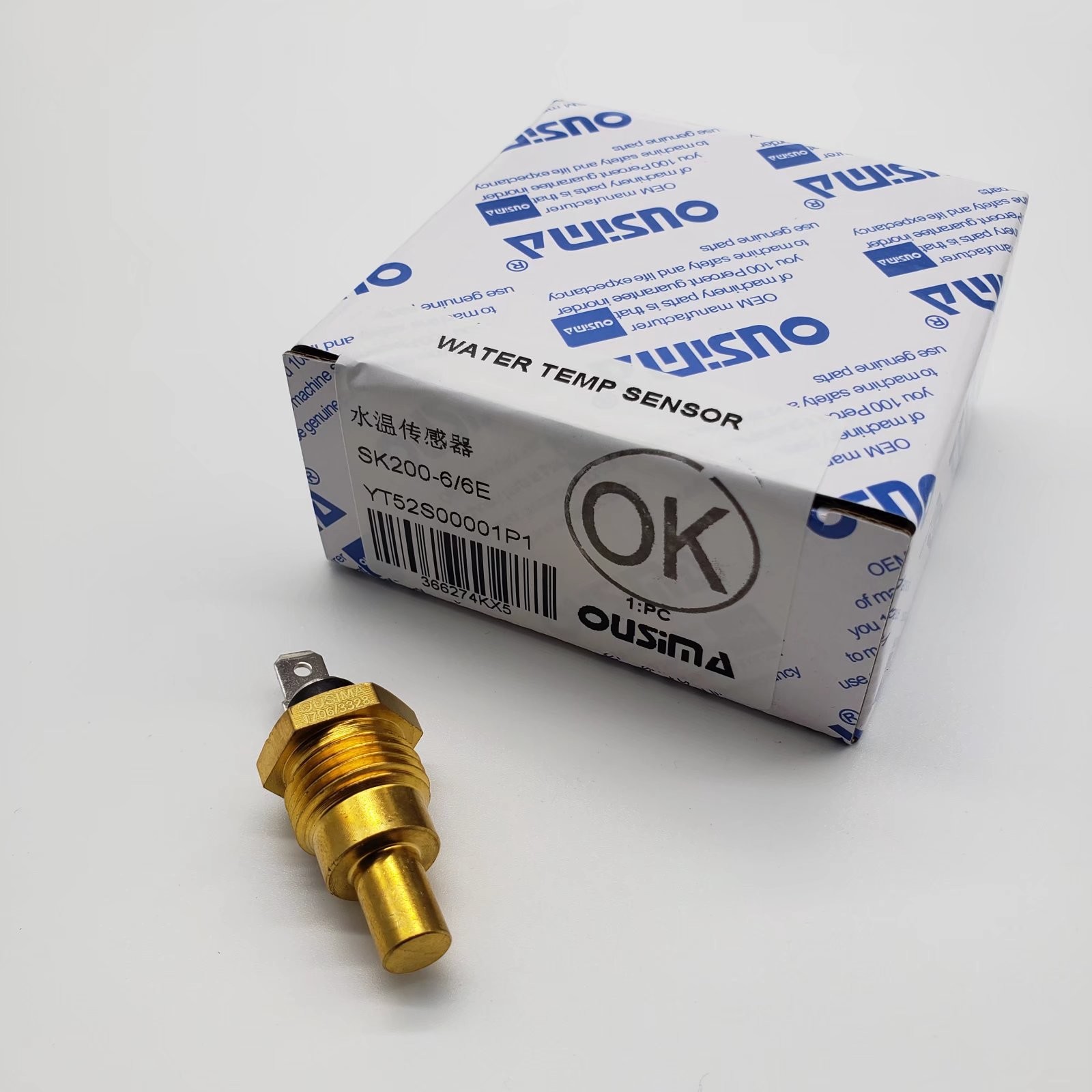 OUSIMA YT52S00001P1 Water Temperature Sensor For SK200-6 SK200-6E Excavator Water Temperature Sensor Spare