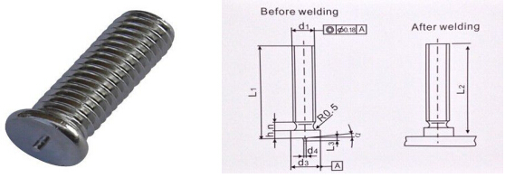 Standard Stud Welding pins with Flange M3-M8 , Mild Steel Headed Weld Studs