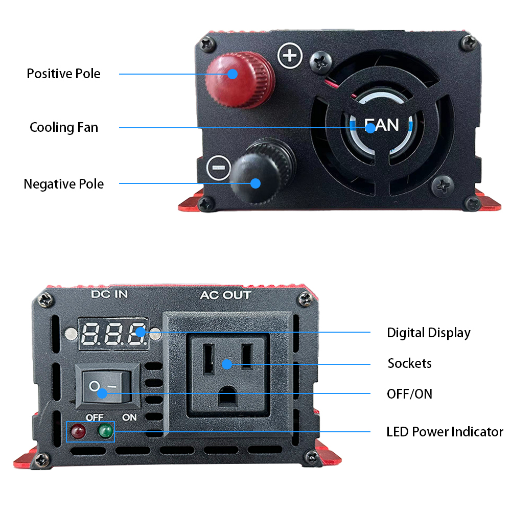 1600W Peak 12V 24V 48V 60V DC to AC Off Grid Power Inverter