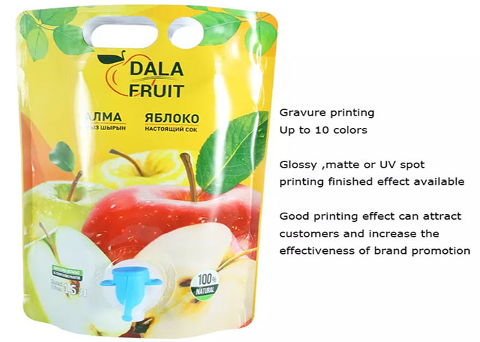 Aluminum Foil Drink Juice Pouch With Spout , 1.5L 3L 5L Wine Liquid Bib Bag In Box