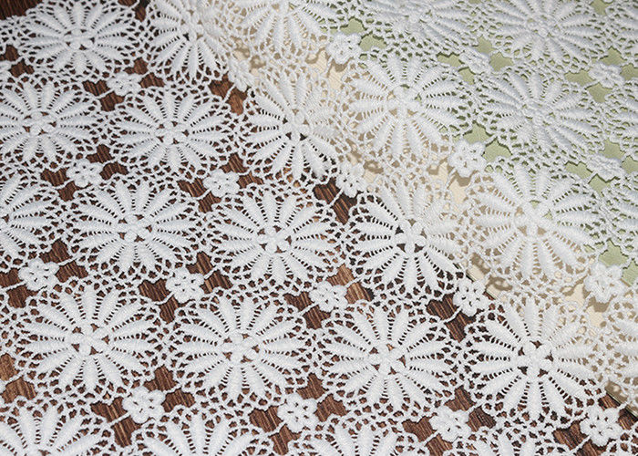Custom DTM Polyester Floral Guipure Lace Dress Fabric For Haute Couture