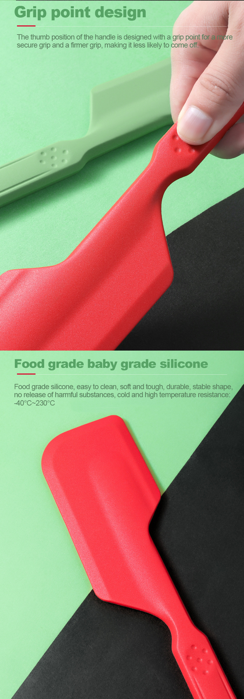 Non Stick Heat Resistant Silicone Scraper Spatula For Baking