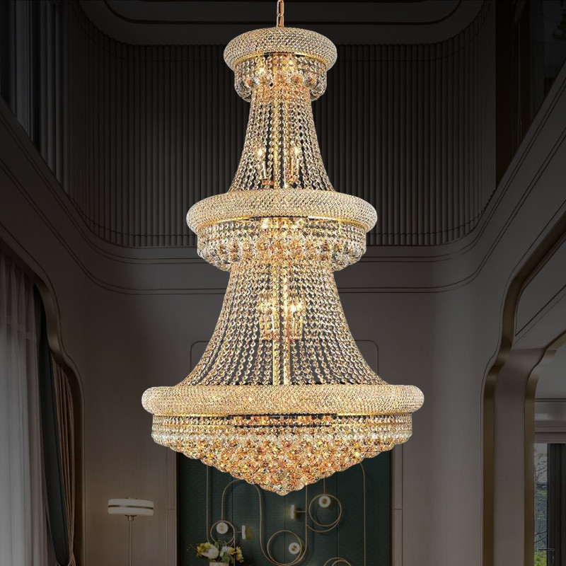 JYLIGHTING American Retro Bedroom Light Luxury Simplicity Post-Modern Hotel Dining Room Oversize Chandelier Crystal Pendant Light