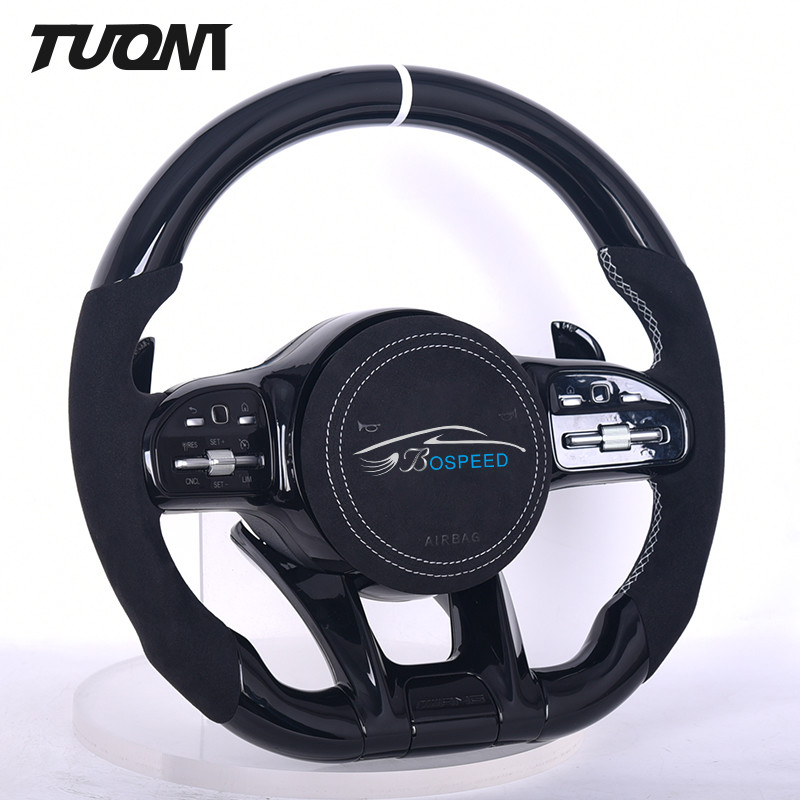 Luxury Alcantara Leather Mercedes Benz Steering Wheel Carbon Fiber Part Of Car