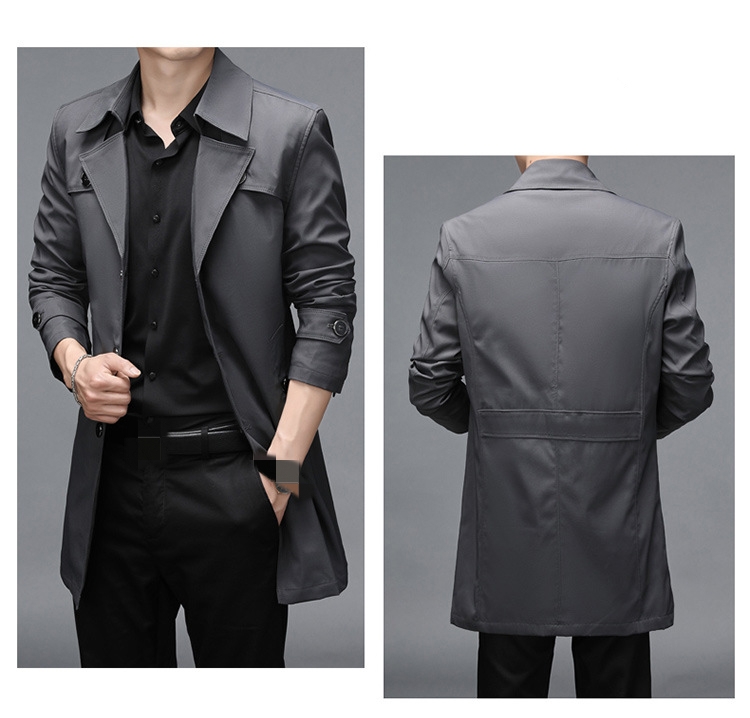 Men's Jackets Fashion Windproof Casual Slim Fit Windbreaker Long Coat With Suit Coats