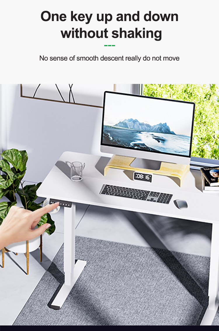 Height Adjustable PANEL Desk Frame 2 Stage Single Motor for Home Office in Wood Style