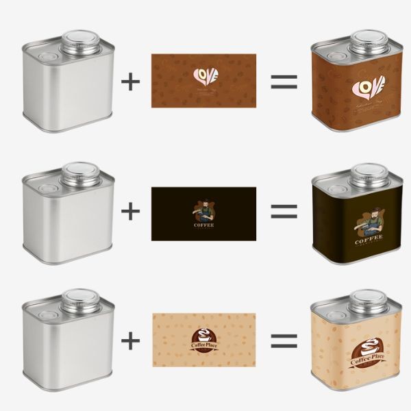 9Oz Metal Coffee Bean Tin Rust Resistant Square Tea Tin Cans
