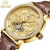 Buy cheap Luxury Diamond Skeleton Mechanical Watch Dragon Embossed Gold Case from wholesalers