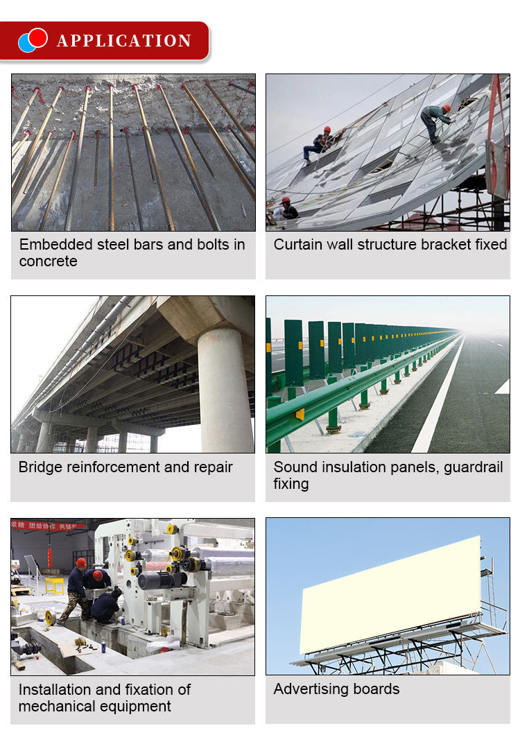 Two components epoxy chemical anchor mortar bar planting injection type glue adhesive rebar concrete epoxy resin adhesive