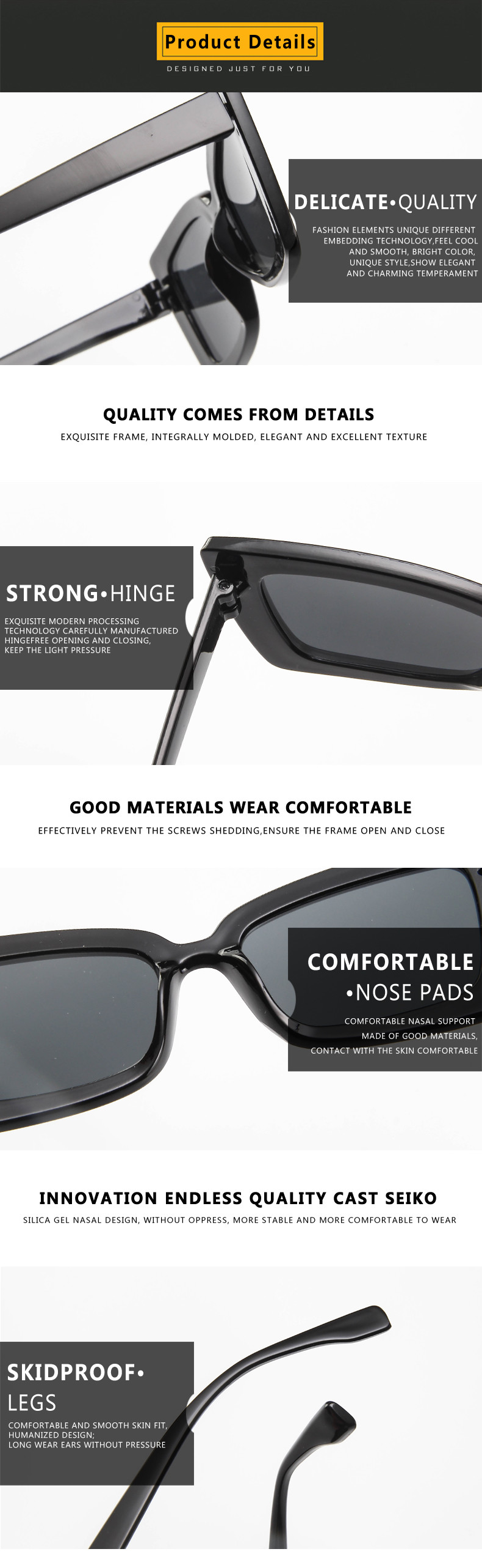 BSCI Trendy Fashion Sunglasses Women Rectangle Frame Clear Mirror Lens Glasses UV400