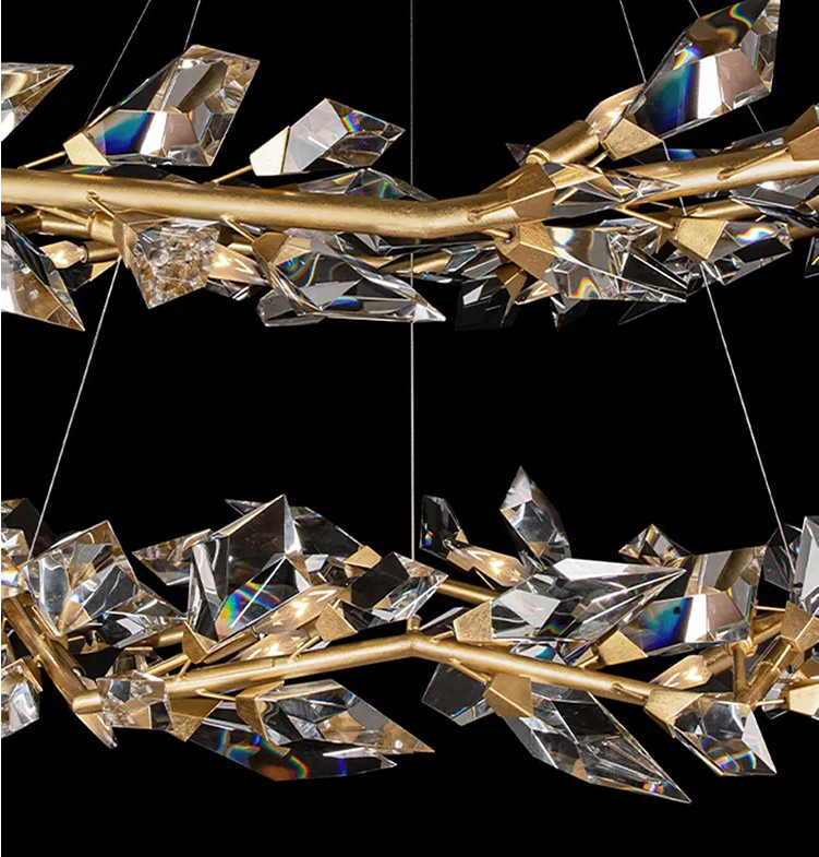 High Brightness Gold Water Drop Crystal Chandelier Ceiling Light Dimmable