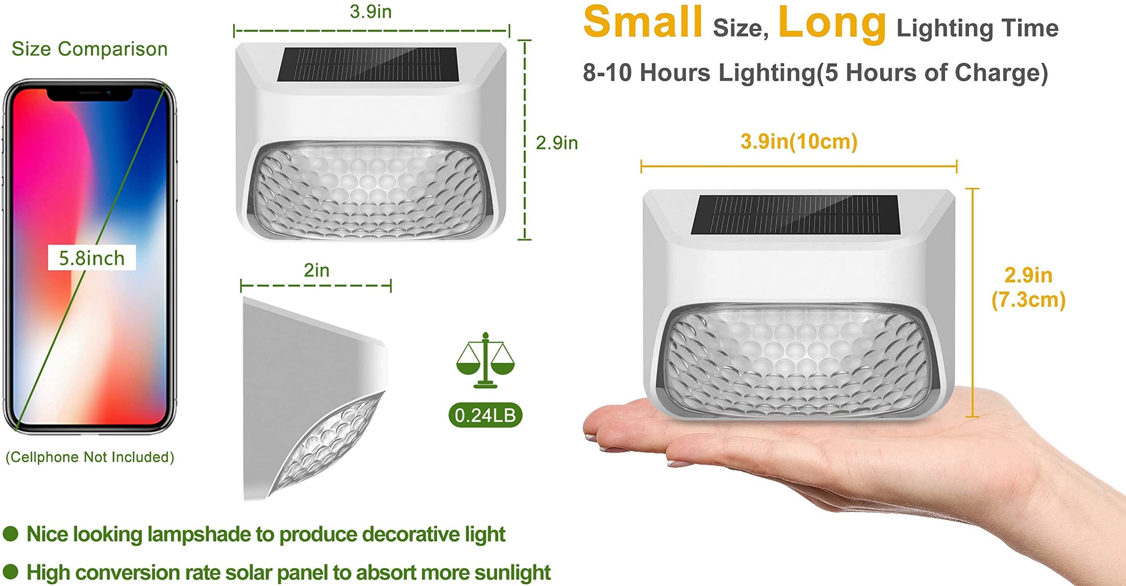ABS Solar Powered Garden Lights LED 150mA 6 Pcs For Outdoor Fence Yard