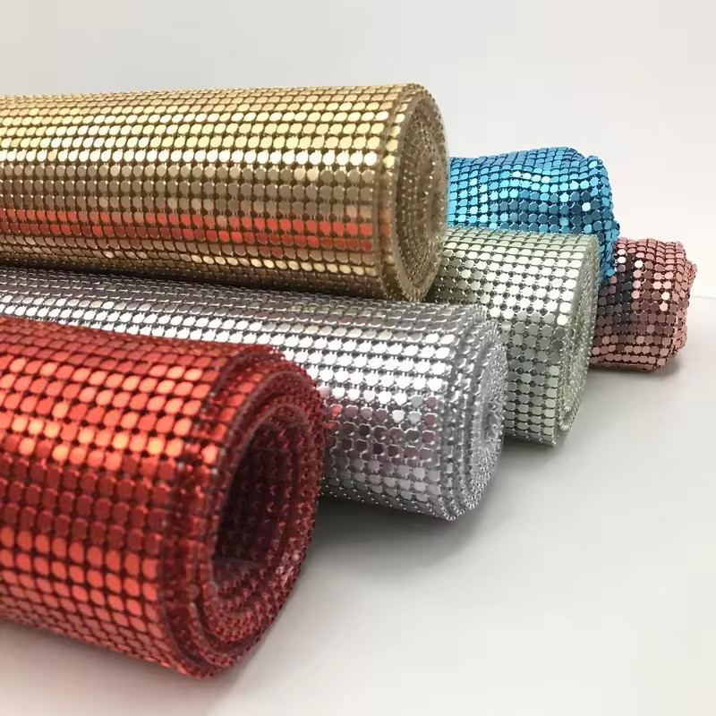 Flexible Aluminum Metal Sequin Mesh Metallic Cloth Chain Mail Curtain Fabric