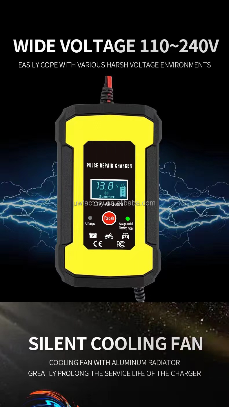 Full Intelligent Automatic Repair Function 12v 10A Fast Charging Car Battery Charger for Electric Vehicles