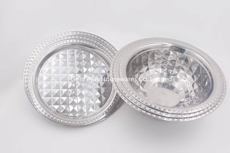 24-50cm Kitchen utensil various sizes stainless steel knead dough basin soup deep basin rice bowl with flat cover