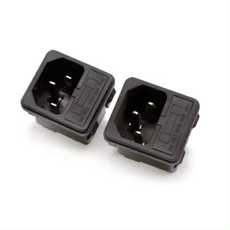 HC-99-F2 1PC Receptacle Connector 3 PIN C14 Male AC Power Inlet Socket With Fuse Holder 250V 10A Fuse Holder Male Plug