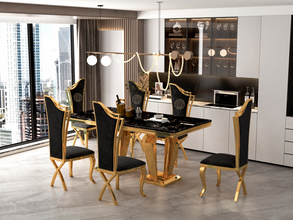 Exquisite Stainless Steel Marble Dining Table For High-End DéCor