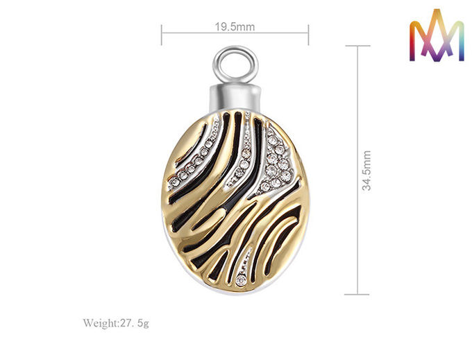 Corrugated Oval Ashes Engraved Necklace Charms 27.5G