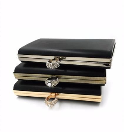 Fashion design 12*22 cm gold color rectangle shape metal box purse frame