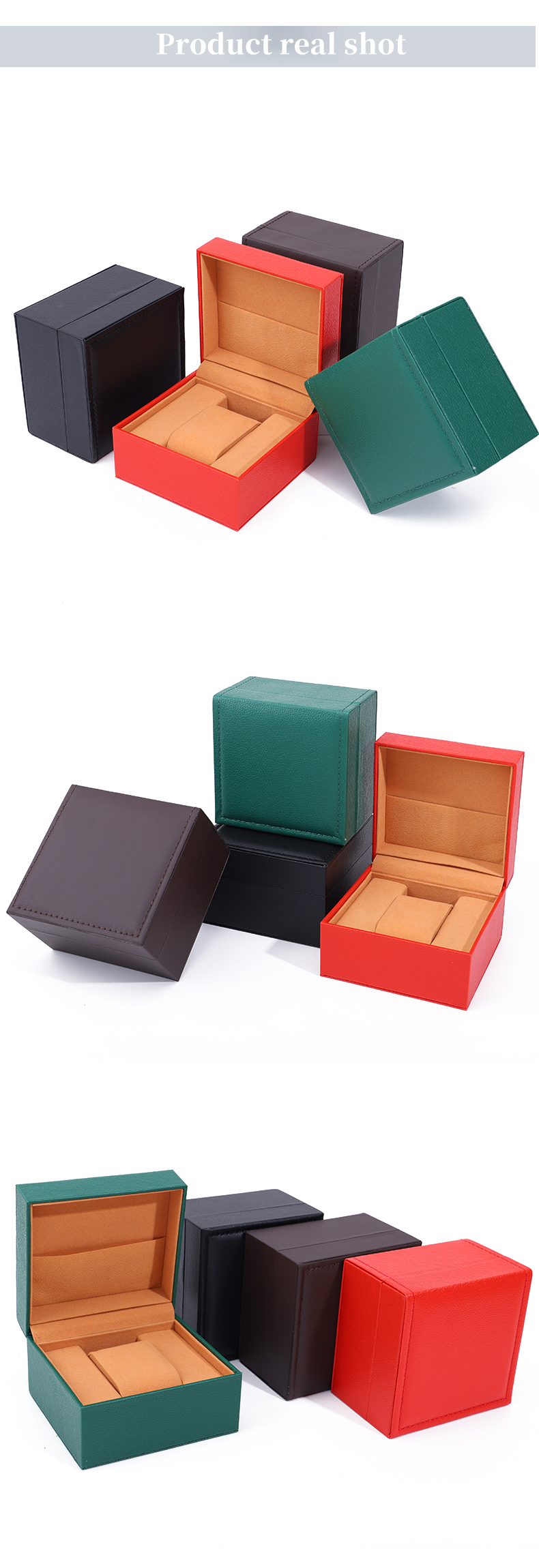 Stylish Soft Lining PU Leather Watch Storage Box With Inner Jewelry Pocket