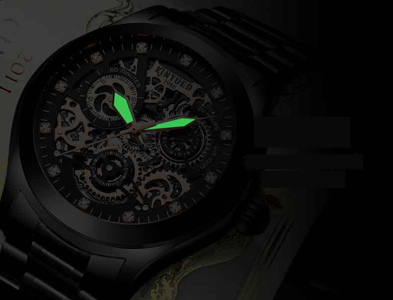 KINYUED new design automatic watch movement stainless steel mechanical watch gold watch luxury reloj wristwatches