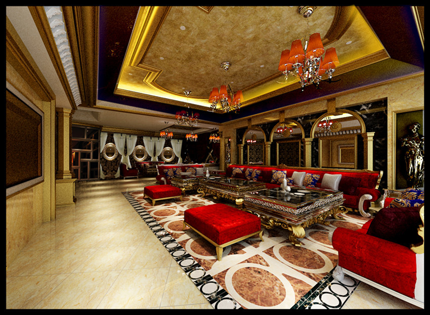 Gold Classical American Style Wooden Luxury Sofa Hotel Fabric KTV Sectional Sofa Set