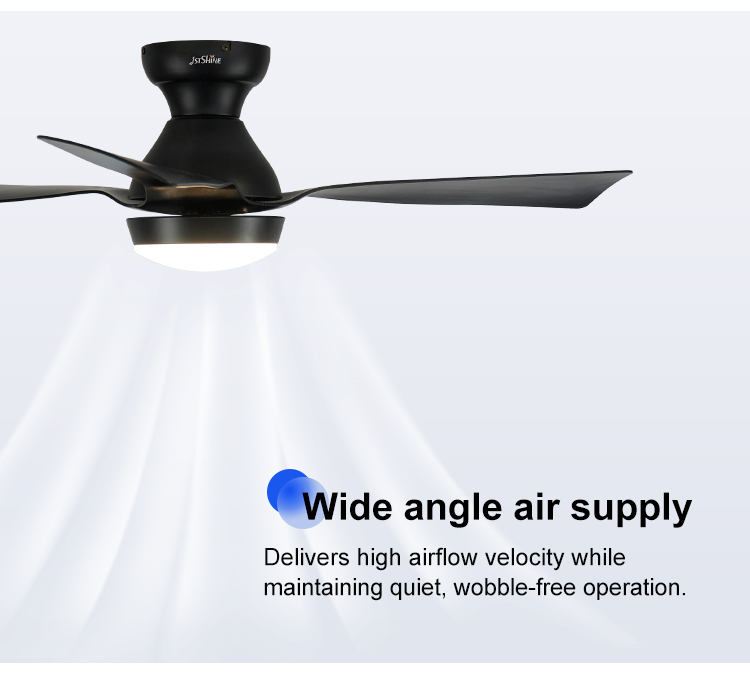 Metal Material Flush Ceiling Fan Light with Easy Clean ABS Blades and AC/DC Motor