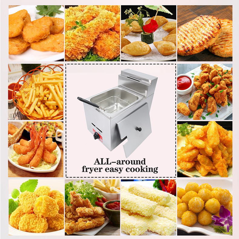 Stainless Steel Temperature Mini Electric Gas Deep Fryer for Commercial Restaurant