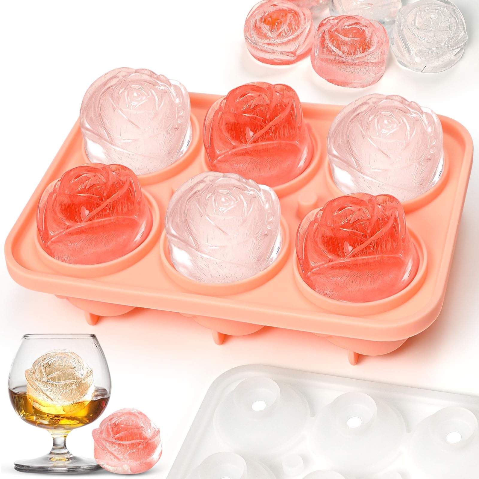 Silicone Rose Ice Cube Molds For Cocktails Whiskey XL Rose Flower Ice Cube Chocolate Soap Tray Mold Silicone Party Maker