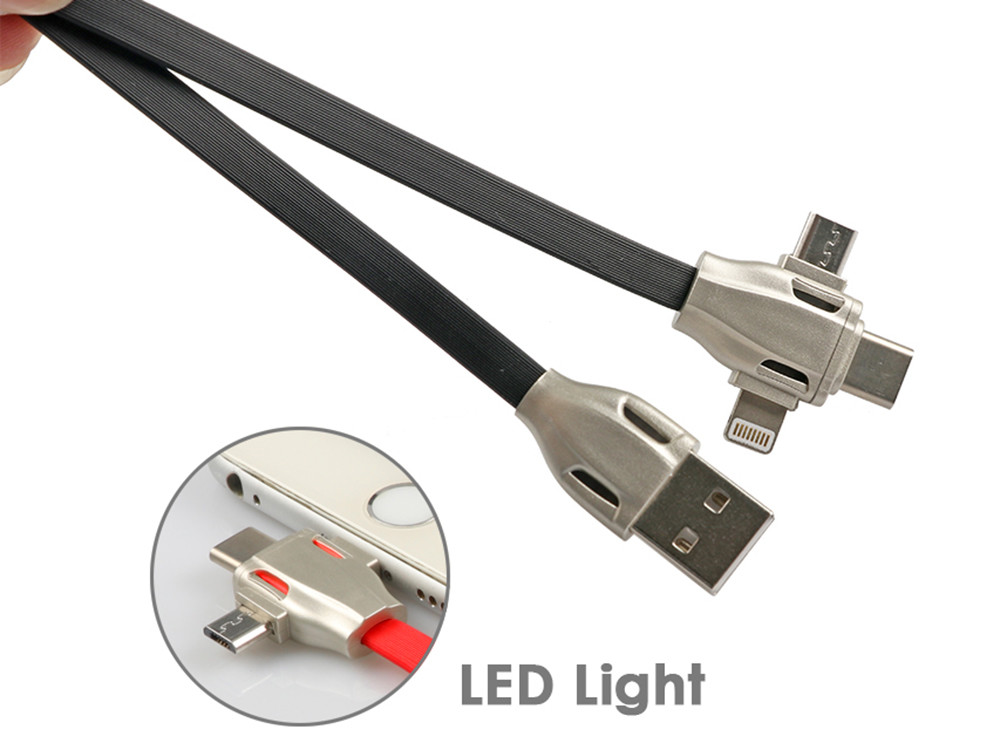 Portable Usb Extend Data Cable Tpe Material Three Color 3 In 1 Multi Functional