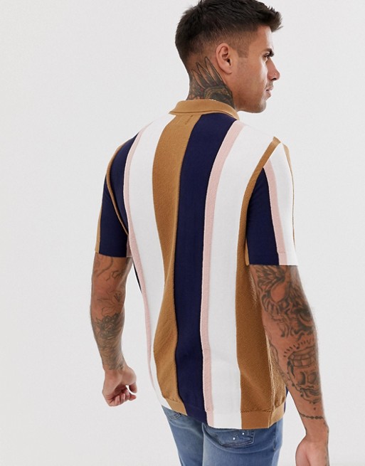 Knitted Vertical Striped T Shirt Mens Multiple Color Available Size XS-XXXXXL