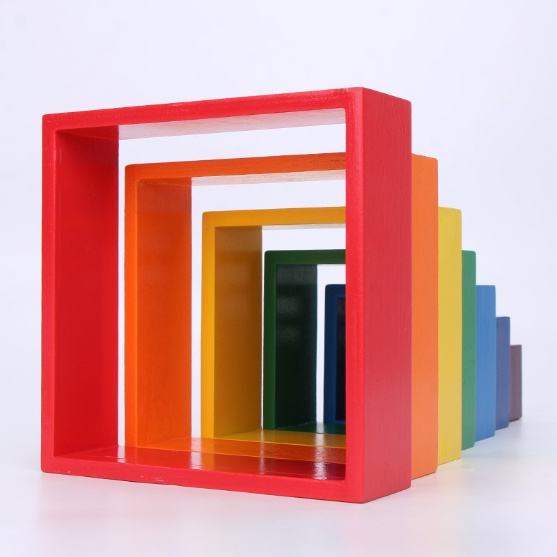 Brown 18cm Rainbow Wooden Building Blocks Toy Creative Educational