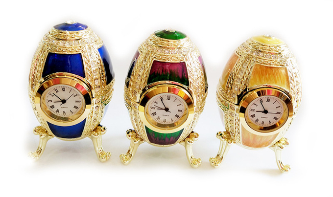 Enamel Faberge Easter Egg Jewelry Box Metal Decorative Faberge Egg Jewelry Box Pewter Easter egg Russian trinket box