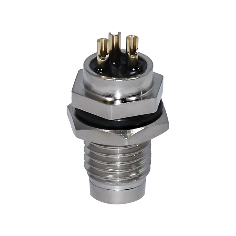 IP67 Male Straight Waterproof M8 Solder Connector Socket Panel Mount From M8 3 Pins