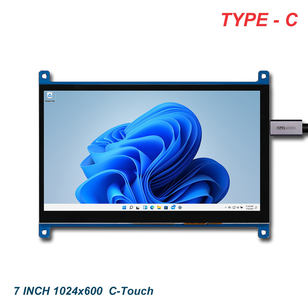 7 Inch TFT LCD Display Module, With PCBA TYPE-C Interface, 1024X600 Resolution, 350c/D
