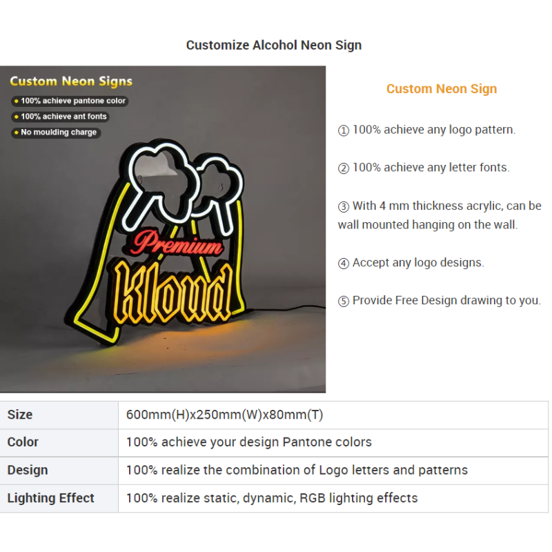 Satom Clear Acrylic Backboard Beer Bar Neon Sign for Indoor Window Hanging Use