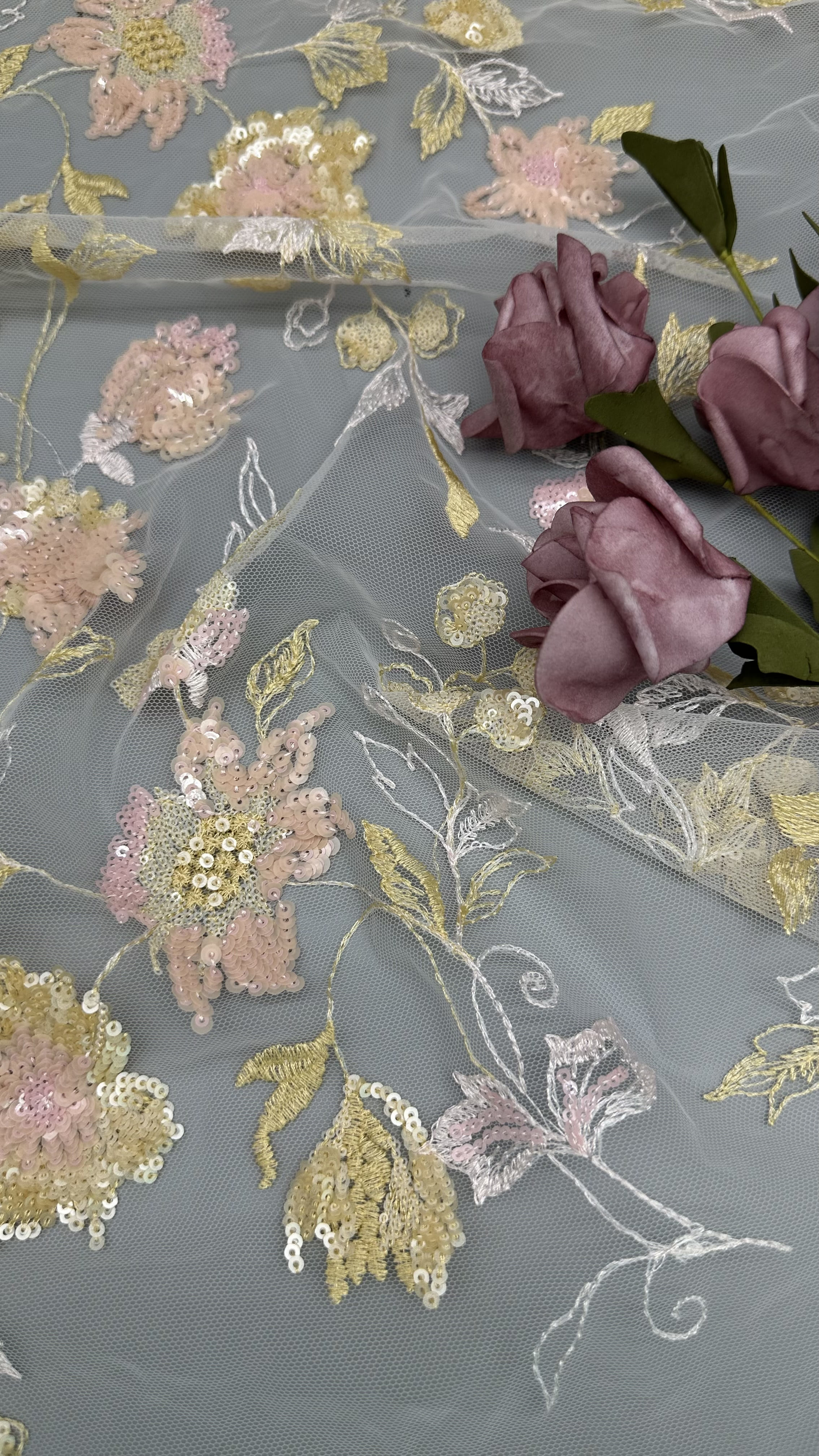 Embroiderey Lace Fabric Beaded Sequin Floral Elegant And Breathe Luxury Occasion Fabric
