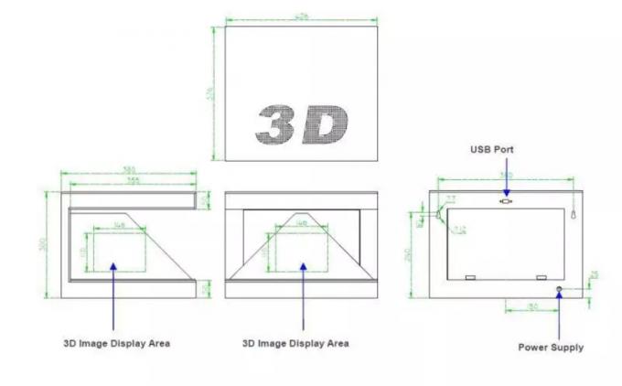 19" 180 Degree 3D Holographic Display 3D Hologram Stand For Jewelry Watch