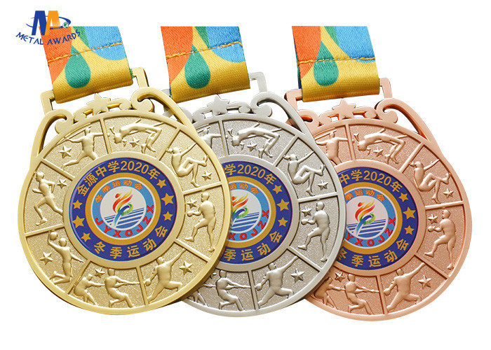 Sport Events Medal With 3D Effect Players Along The Rim