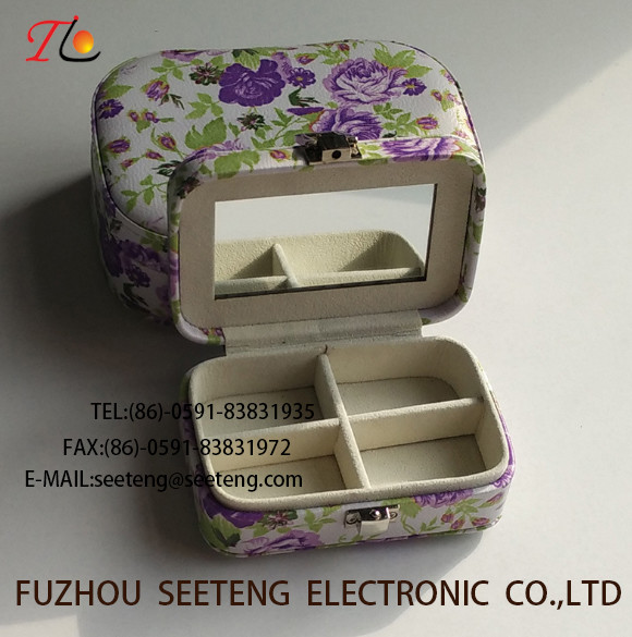 High end and elegant PU leather jewelry box for wholesale from manufacturer jewelry box with mirror box drawer
