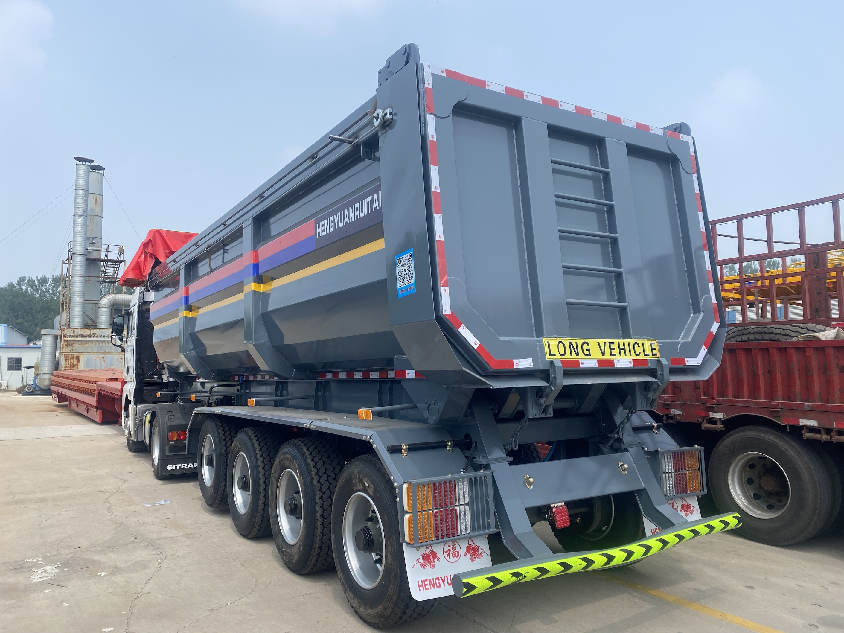 CIMC 40 Cubic Side Tipper End Dump Truck Trailer 3-Axis Steel Semi-Trailer